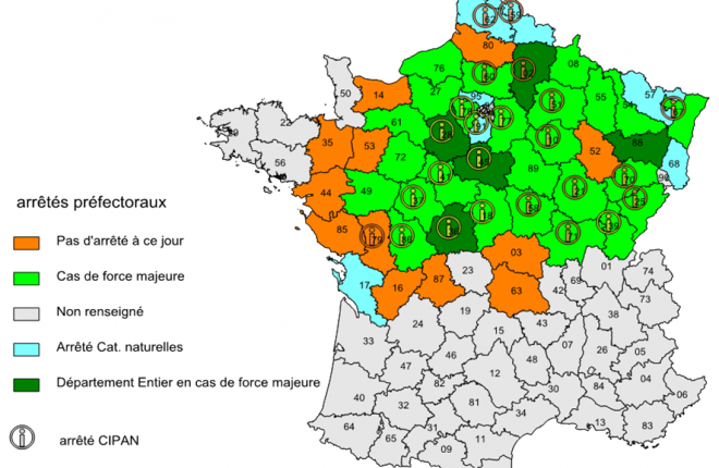 CARTE DEPARTEMENTALE CAS DE FORCE MAJEURE